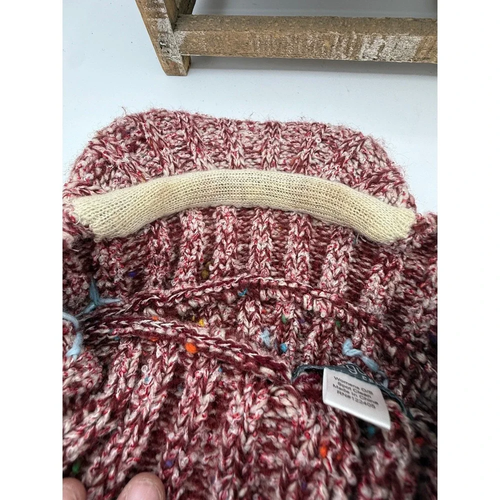 San‎ Diego Hat Company Womens Burgundy Marl Knit Beanie Embroidered Confetti Hat